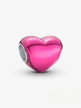New Pandora Metallic Pink Heart Charm